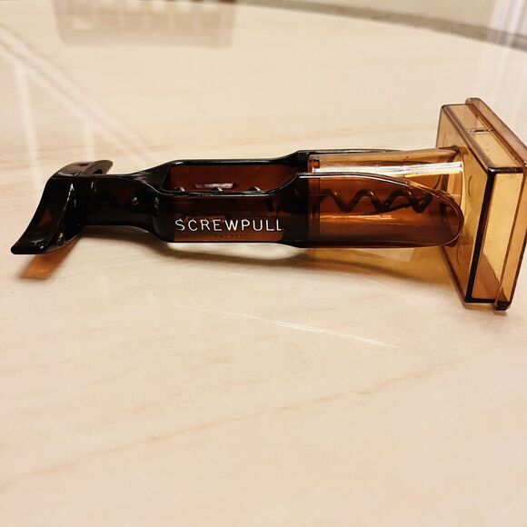 VTG The Wonderful Screwpull Amber Acrylic Cork Remover Screw England Mid Century - Picture 3 of 10